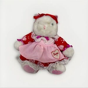 Vintage Plush 80s 90s Valentines Kitten
